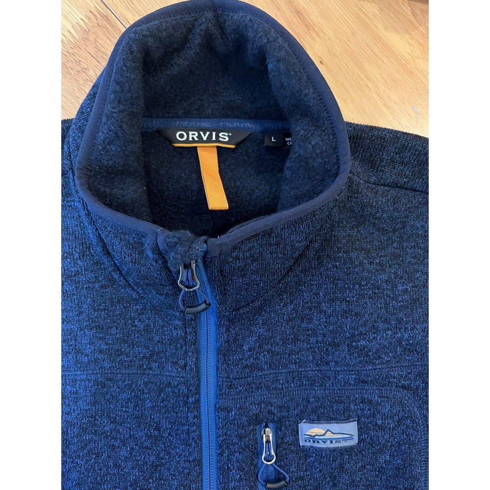 Orvis Mens Sweater Fleece Vest (L) Bluu-Full Zip-Fishing Hiking Outdoor Pockets